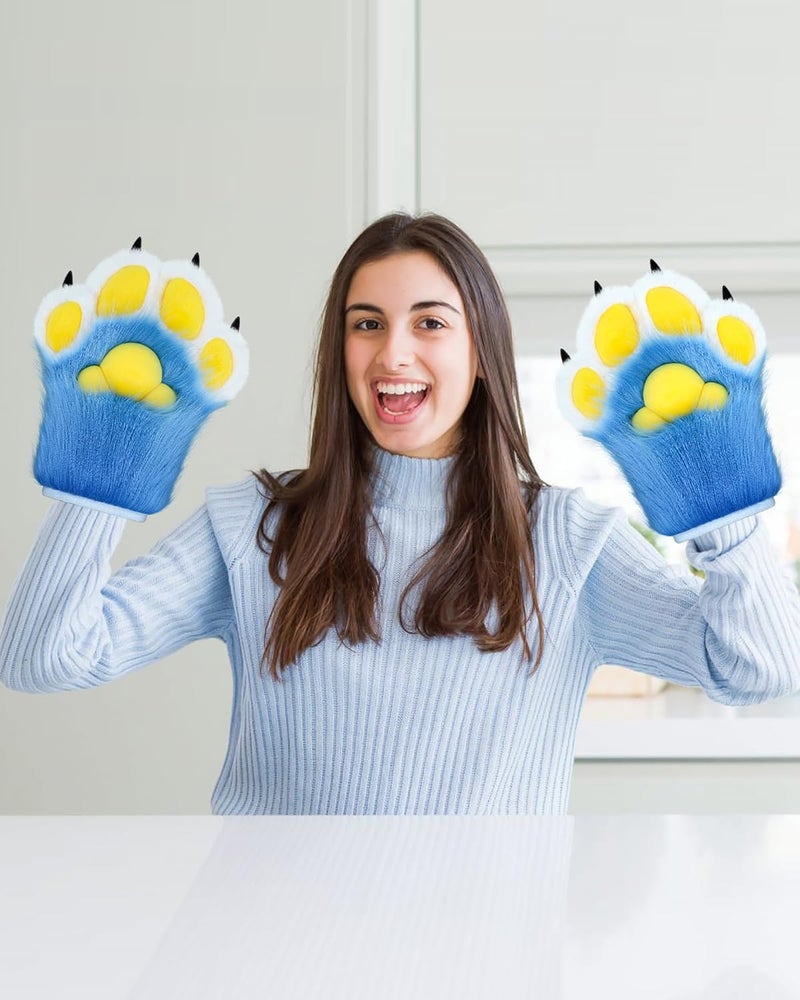 BNLIDES Cosplay Fursuit Paw Gloves Furry Claw Gloves Built-in Whistle Decompression Toys Costume Party Accessories for Adult - Image 5